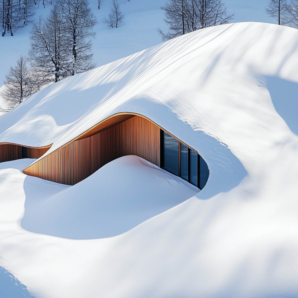 Modern Architectural Structure in Snowy Landscape